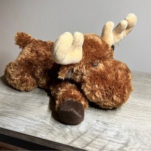 Aurora World Flopsie Lying Brown Moose Fuzzy Plush Stuffed Animal Toy 14" GUC